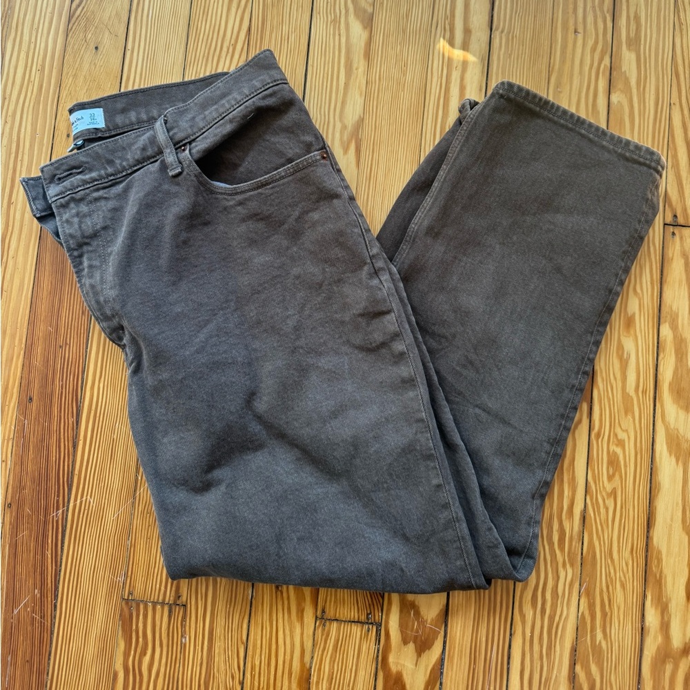 Abercrombie & Fitch Curve Love Ultra High Rise 90s Straight Brown Jean